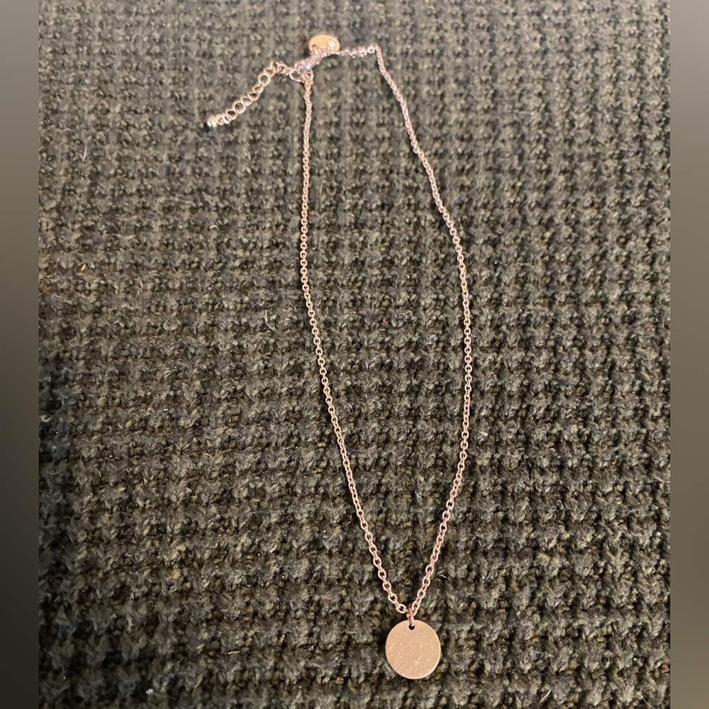 Elegant Gold Tone Flat Disk Pendant Necklace